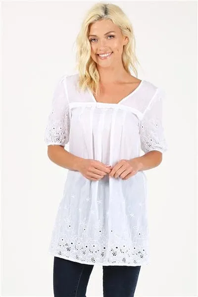 Woven Floral Short Dress White - Pack of 6