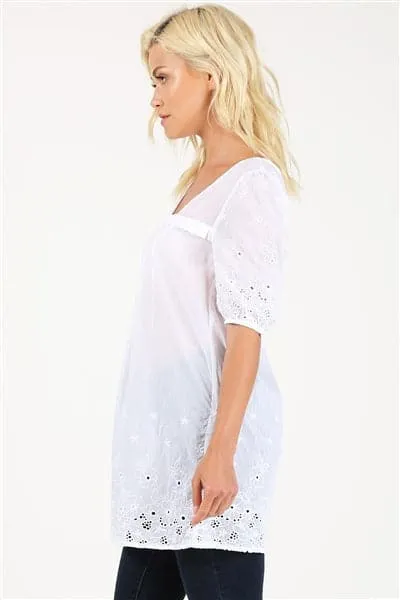Woven Floral Short Dress White - Pack of 6
