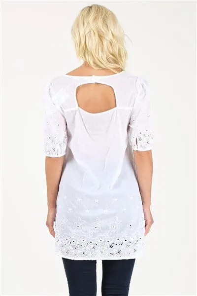 Woven Floral Short Dress White - Pack of 6
