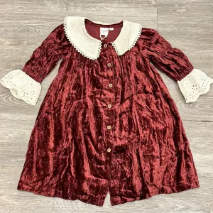 Yo Baby Maroon Velvet & Ivory Lace Detail Vintage Dress
